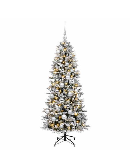 Albero di Natale artificiale con palline 150 cm 150 LED