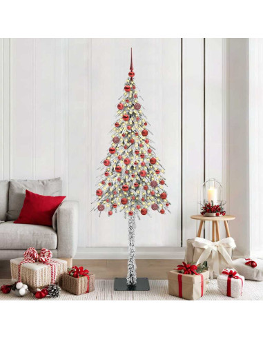 Albero di Natale con 300 LED Bianco 180 cm PE e Acciaio