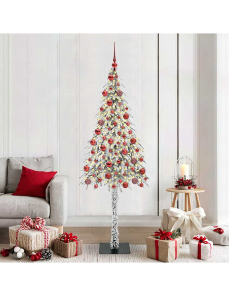 Albero di Natale con 300 LED Bianco 180 cm PE e Acciaio