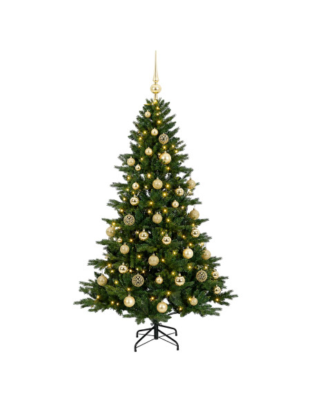 Albero di Natale artificiale con palline 150 cm 150 LED