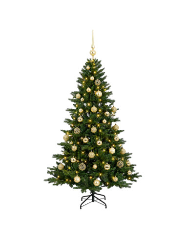 Albero di Natale artificiale con palline 150 cm 150 LED