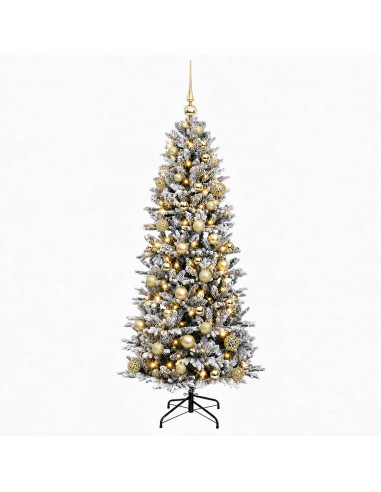 Albero di Natale artificiale con palline 150 cm 150 LED