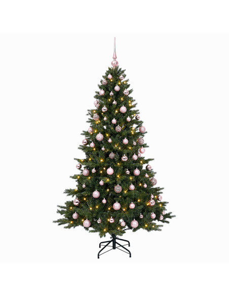 Albero di Natale artificiale con palline 180 cm 300 LED