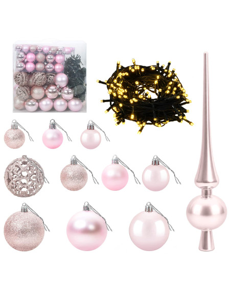 Albero di Natale artificiale con palline 180 cm 300 LED