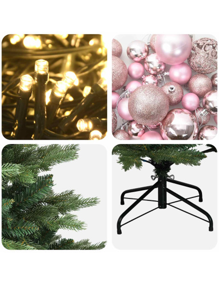 Albero di Natale artificiale con palline 180 cm 300 LED