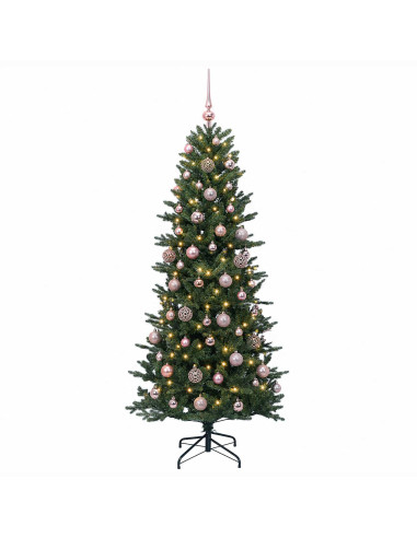 Albero di Natale artificiale con palline 210 cm 300 LED