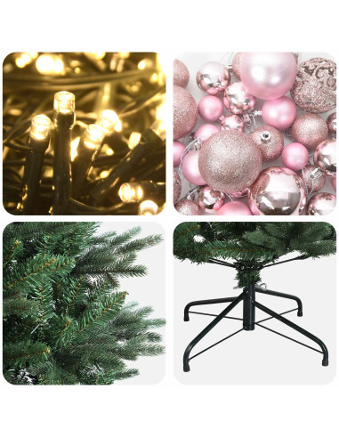 Albero di Natale artificiale con palline 210 cm 300 LED