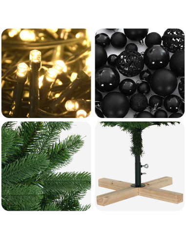 Albero di Natale artificiale con palline 210 cm 300 LED