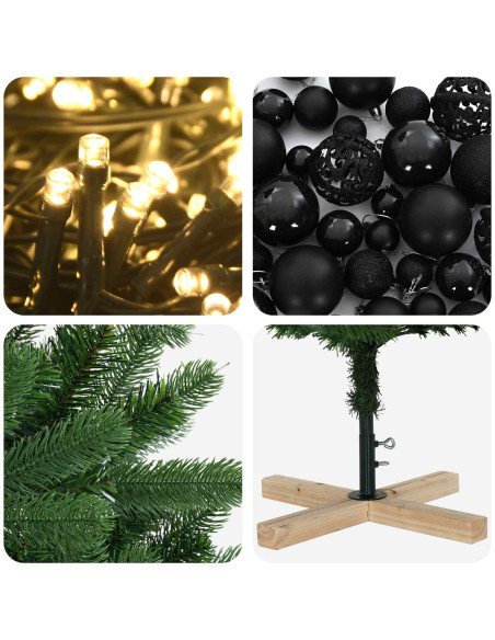 Albero di Natale artificiale con palline 210 cm 300 LED