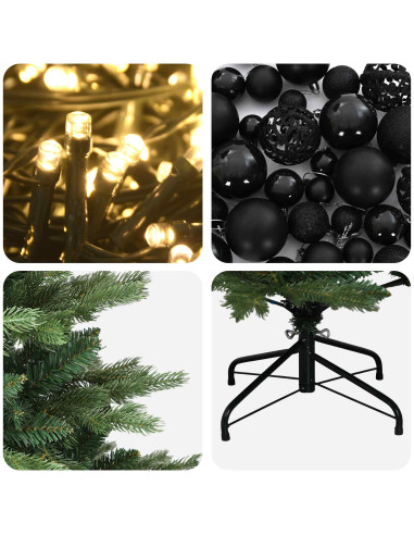 Albero di Natale artificiale con palline 210 cm 300 LED