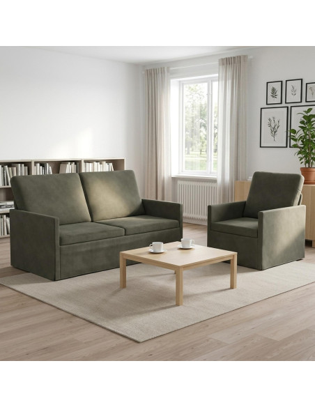 Set di divani 2 pcs Grigio Chiaro Tessuto in Cords