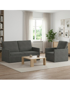 Set di divani 2 pcs Grigio Scuro Tessuto in Cords