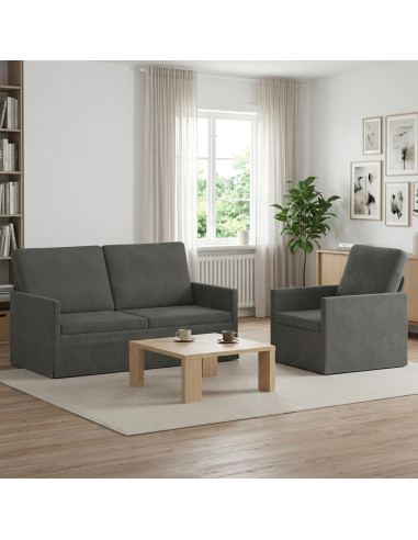 Set di divani 2 pcs Grigio Scuro Tessuto in Cords