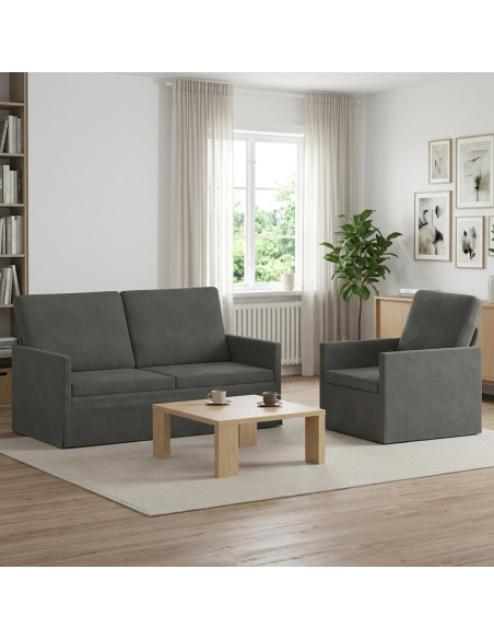 Set di divani 2 pcs Grigio Scuro Tessuto in Cords