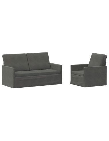 Set di divani 2 pcs Grigio Scuro Tessuto in Cords