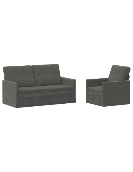 Set di divani 2 pcs Grigio Scuro Tessuto in Cords
