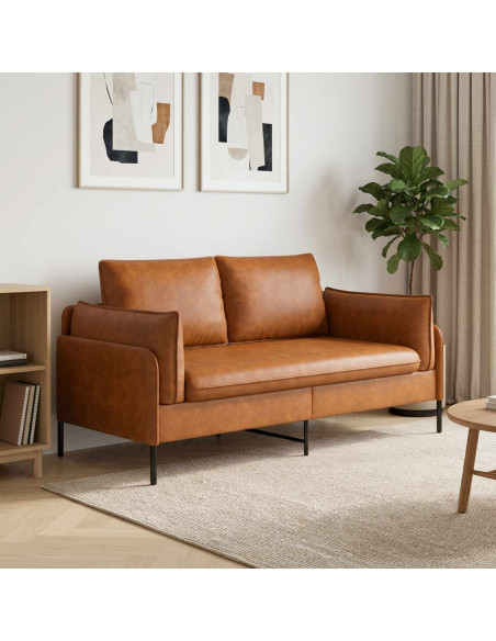 Divano a 2 Posti Marrone 188 x 81 x 89 cm Similpelle