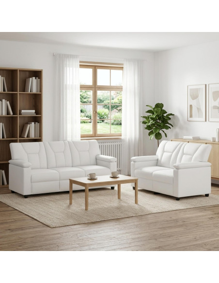 Set di divani 2 pcs Bianco Similpelle