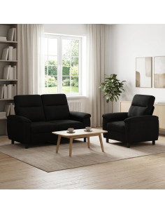 Set di divani 2 pcs Nero Tessuto