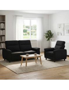 Set di divani 2 pcs Nero Tessuto