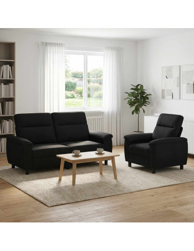 Set di divani 2 pcs Nero Tessuto