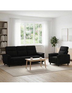 Set di divani 2 pcs Nero Tessuto