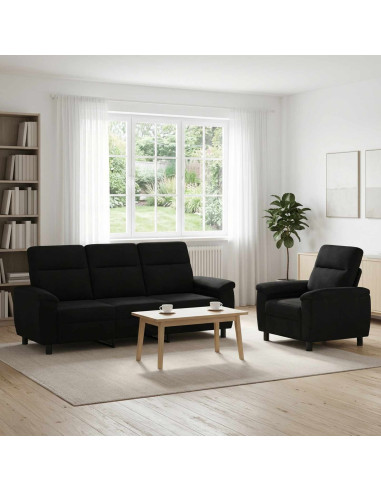 Set di divani 2 pcs Nero Tessuto