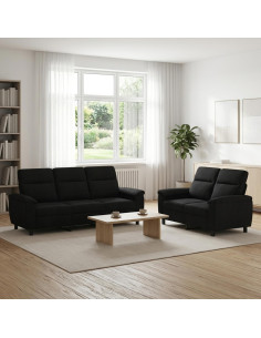 Set di divani 2 pcs Nero Tessuto
