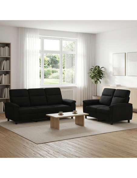 Set di divani 2 pcs Nero Tessuto