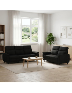 Set di divani 2 pcs Nero Tessuto