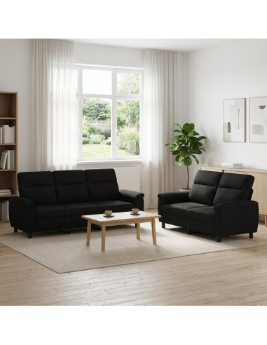 Set di divani 2 pcs Nero Tessuto