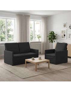 Set di divani 2 pcs Nero Tessuto