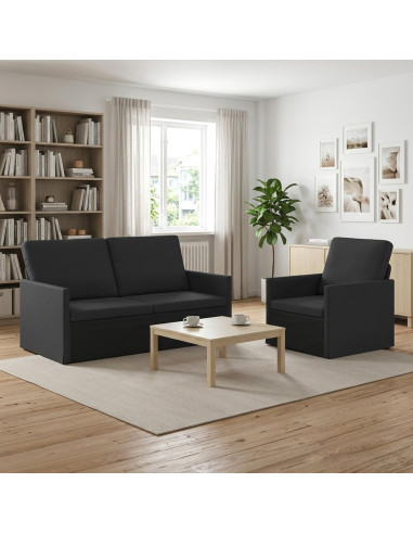Set di divani 2 pcs Nero Tessuto