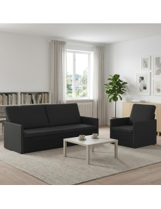 Set di divani 2 pcs Nero Tessuto