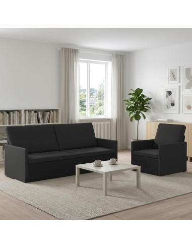 Set di divani 2 pcs Nero Tessuto