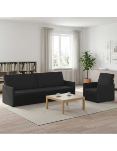 Set di divani 2 pcs Nero Tessuto