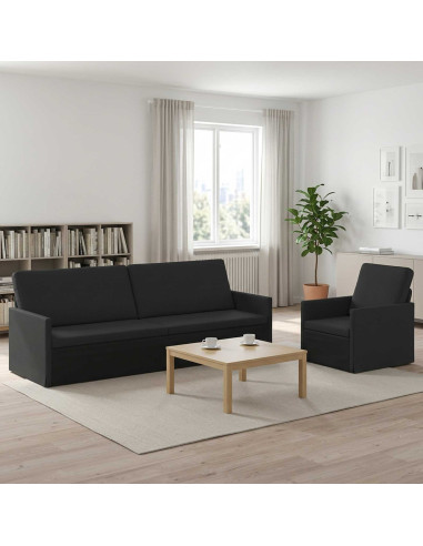 Set di divani 2 pcs Nero Tessuto