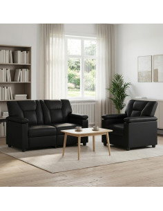 Set di divani 2 pcs Nero Similpelle