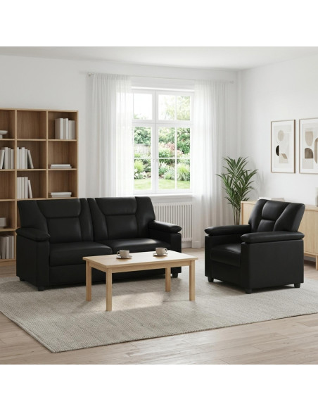 Set di divani 2 pcs Nero Similpelle