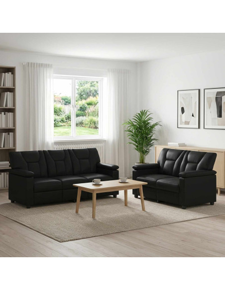 Set di divani 2 pcs Nero Similpelle