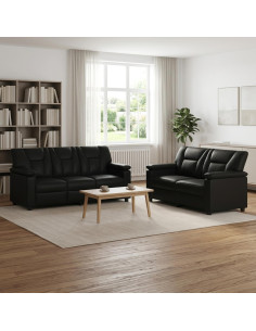 Set di divani 2 pcs Nero Similpelle