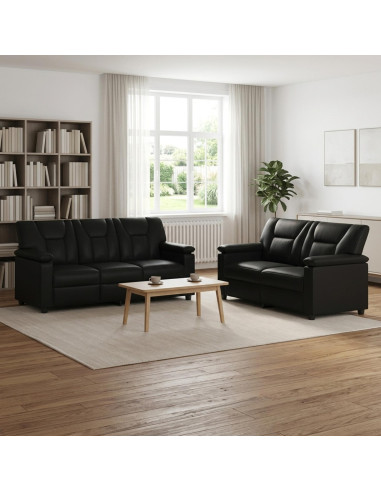 Set di divani 2 pcs Nero Similpelle