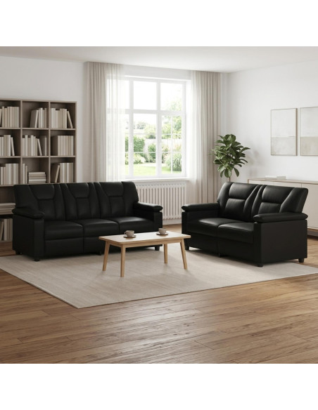Set di divani 2 pcs Nero Similpelle