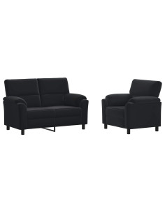 Set di divani 2 pcs Nero Velluto 2