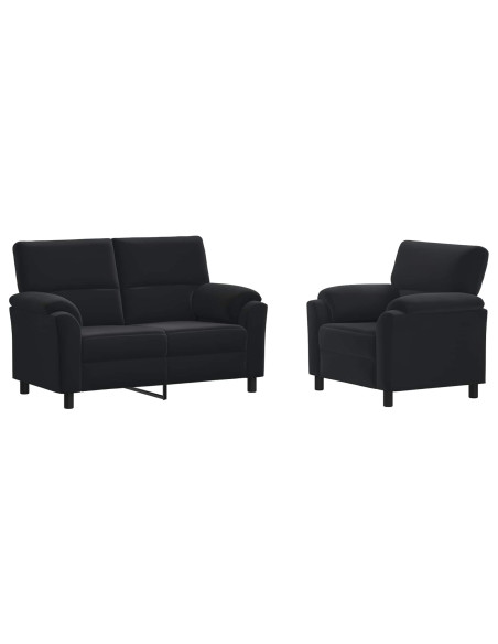Set di divani 2 pcs Nero Velluto