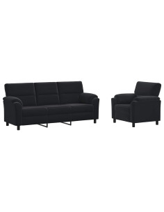 Set di divani 2 pcs Nero Velluto 2