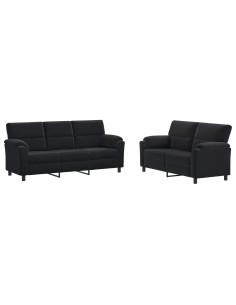 Set di divani 2 pcs Nero Velluto 2