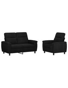 Set di divani 2 pcs Nero Tessuto 2