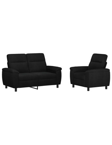Set di divani 2 pcs Nero Tessuto