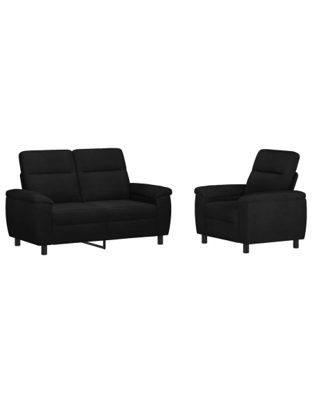 Set di divani 2 pcs Nero Tessuto